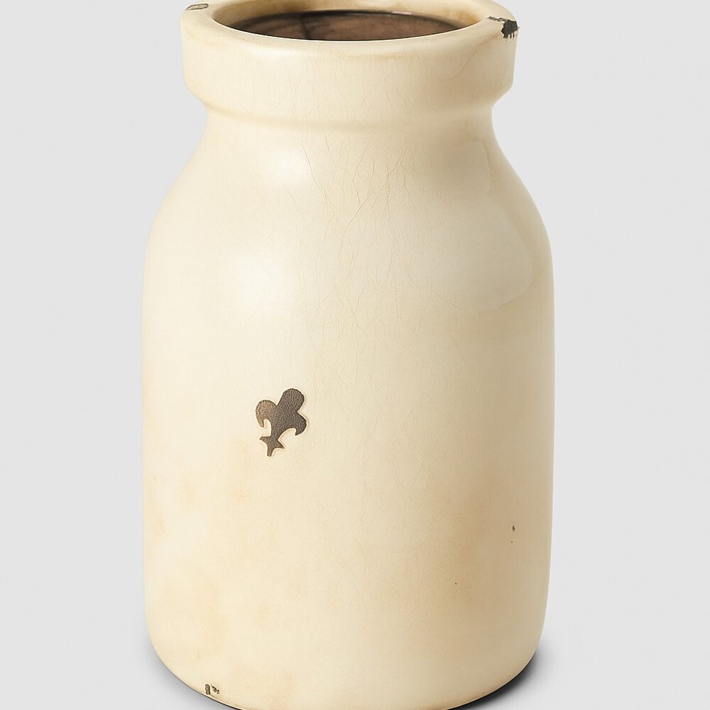 Farmhouse style distressed porcelain vase